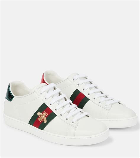 gucci ace embroidered sneaker white blue red|Gucci ace embellished leather sneakers.